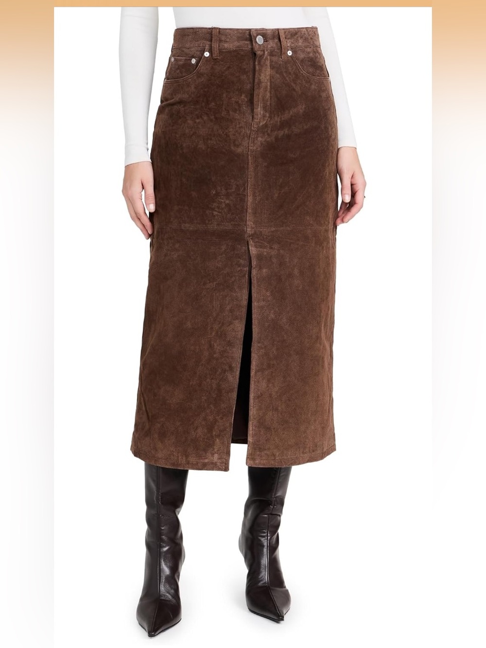 BlankNYC Brown Suede Midi Skirt